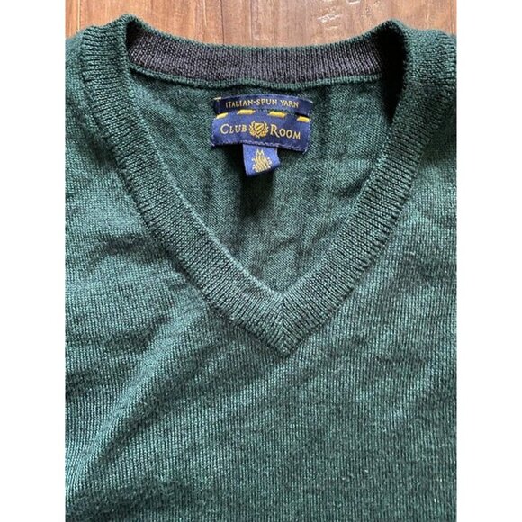 Club Room Men's Green V-Neck Sweater (Medium) - Picture 2 of 3